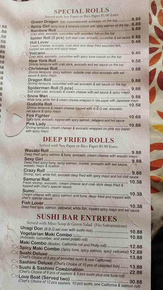Tokyo Steakhouse And Sushi - Three Rivers, MI menu_pic