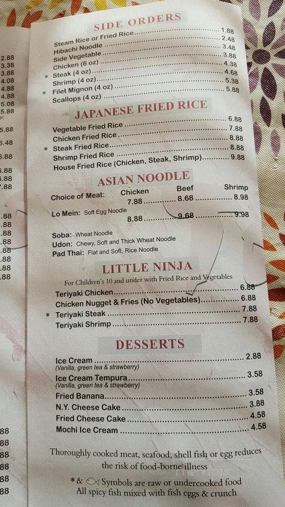 Tokyo Steakhouse And Sushi - Three Rivers, MI menu_pic