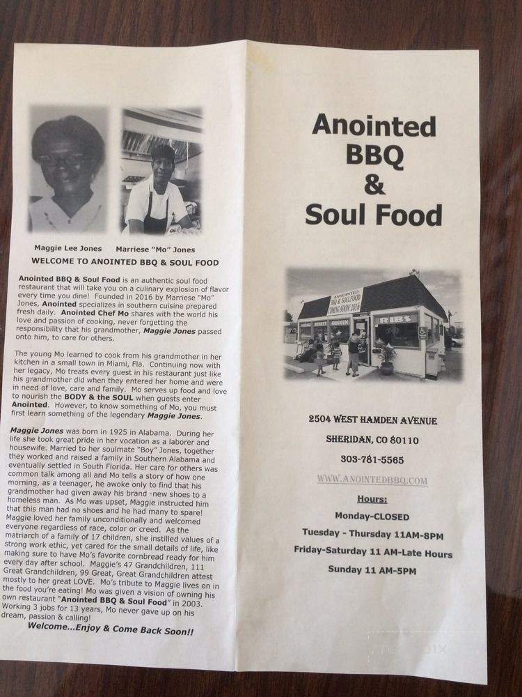 Anointed BBQ and Soul Food - Englewood, CO menu_pic