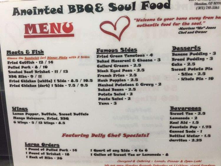 Anointed BBQ and Soul Food - Englewood, CO menu_pic