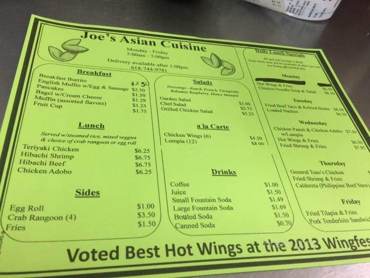 Joe's Asian Cuisine - Scott Air Force Base, IL menu_pic