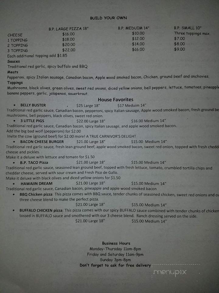 Big Pauly's - Rugby, ND menu_pic