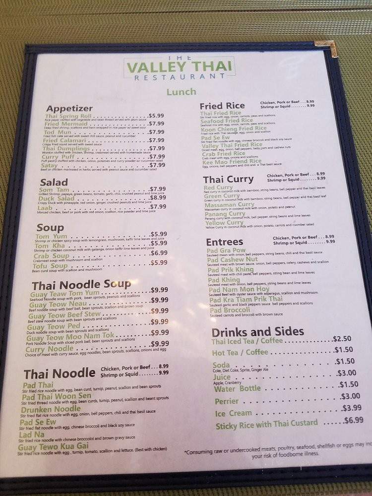 The Valley Thai Restaurant - Las Vegas, NV menu_pic