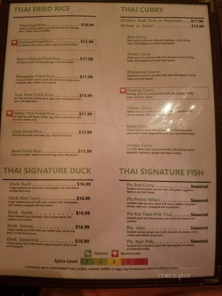 The Valley Thai Restaurant - Las Vegas, NV menu_pic