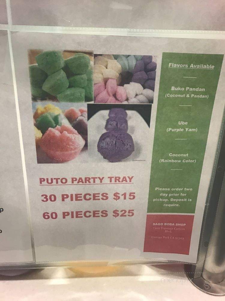 Sago Boba Shop - Canoga Park, CA menu_pic