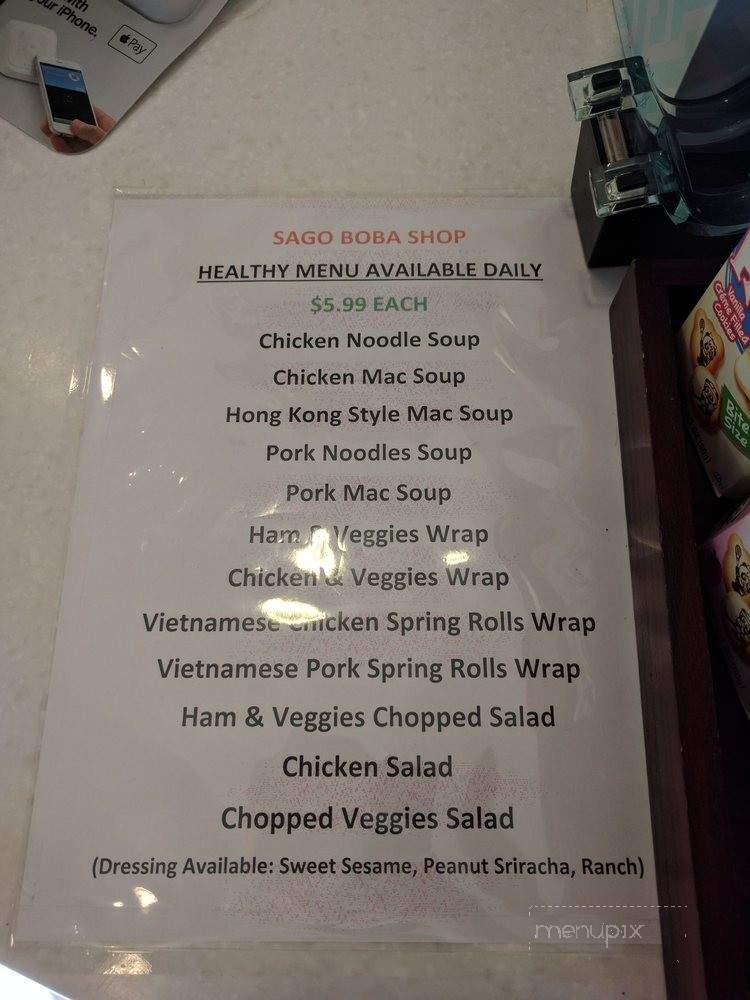 Sago Boba Shop - Canoga Park, CA menu_pic