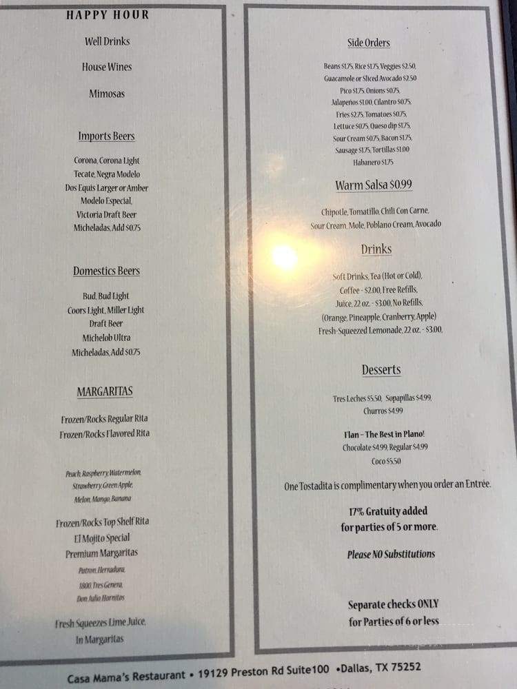 Casa Mama - Dallas, TX menu_pic