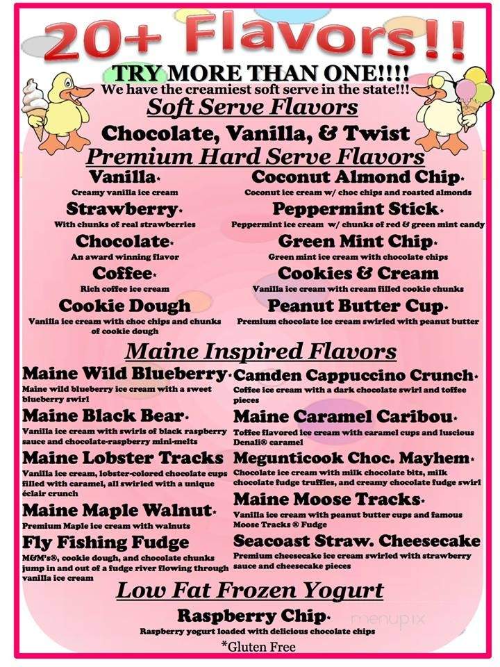 River Ducks Ice Cream - Camden, ME menu_pic