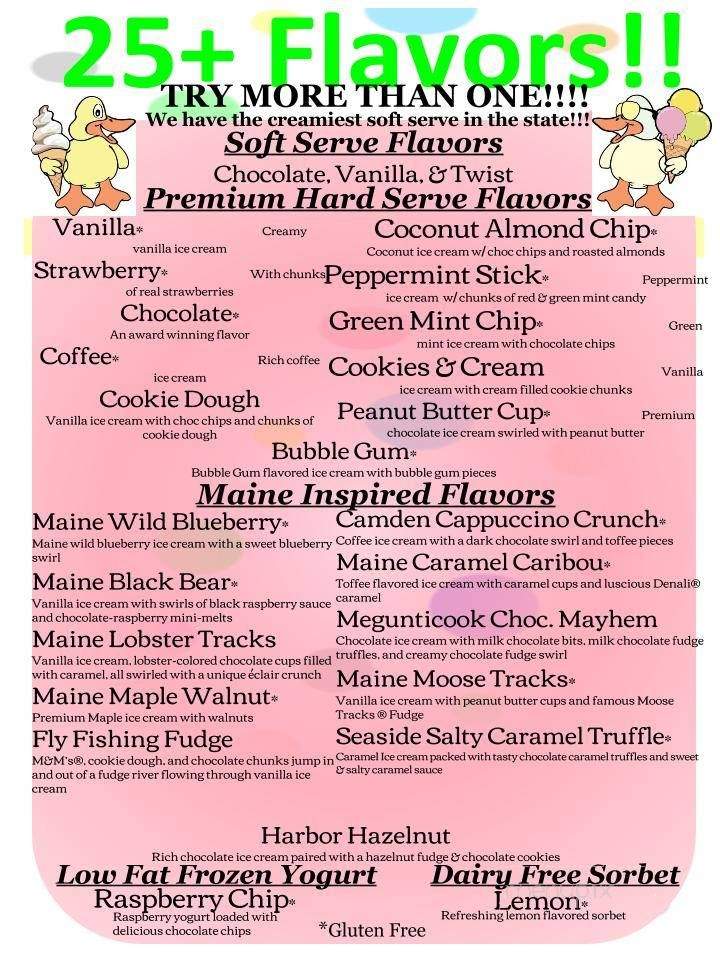 River Ducks Ice Cream - Camden, ME menu_pic