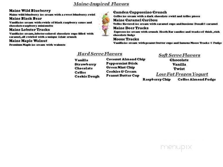 River Ducks Ice Cream - Camden, ME menu_pic