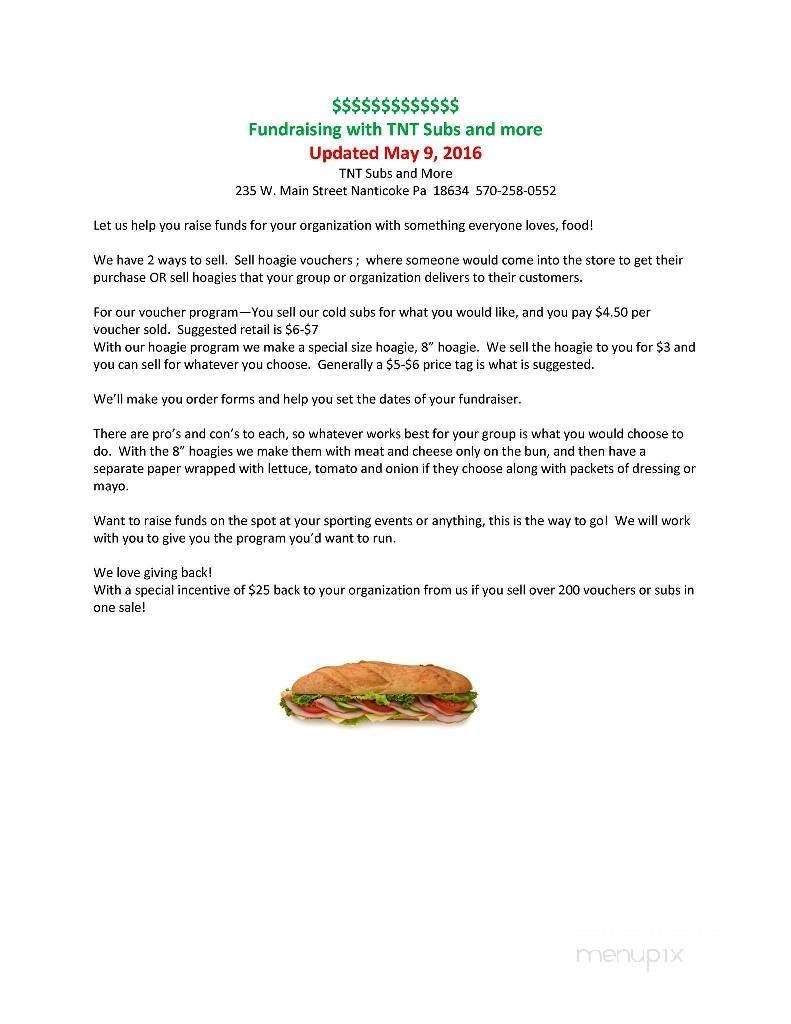 TNT Subs and More - Nanticoke, PA menu_pic