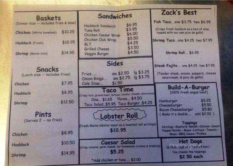 The Zack Shack - Thomaston, ME menu_pic