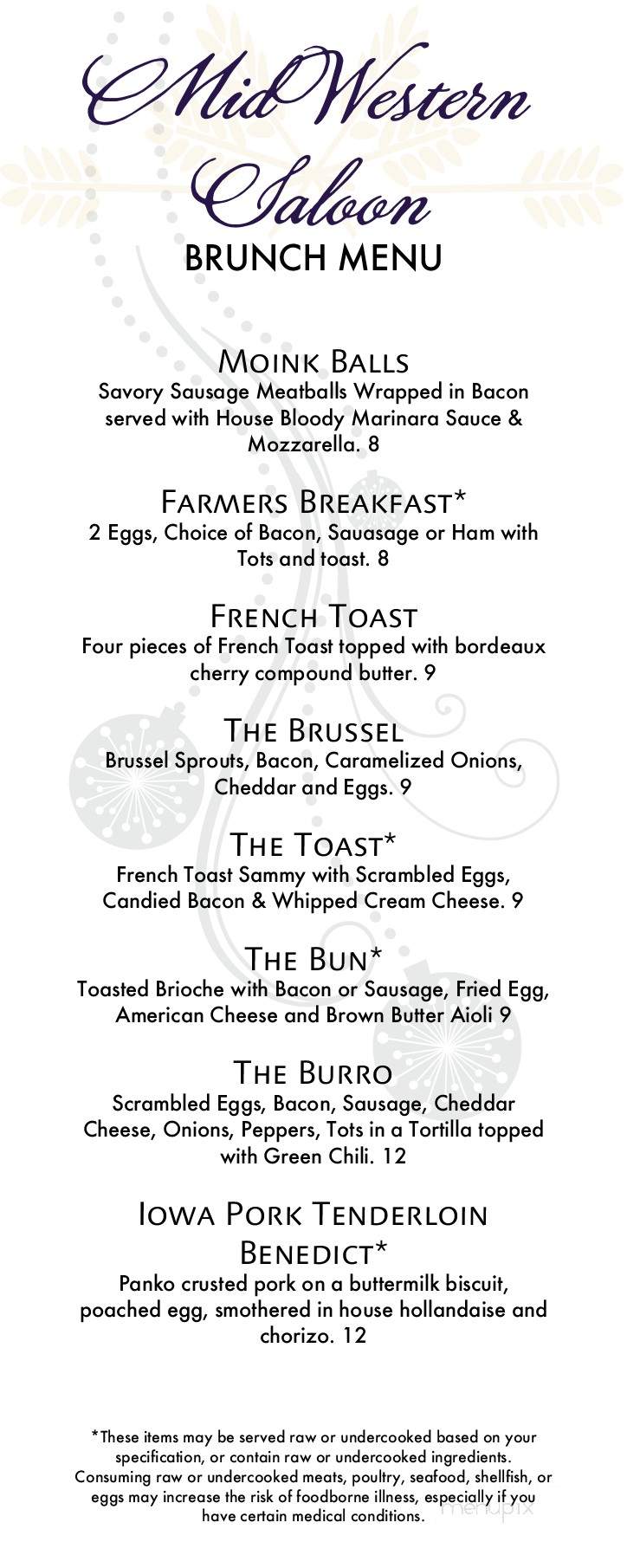 Midwestern Saloon - Denver, CO menu_pic