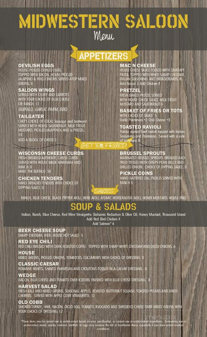 Midwestern Saloon - Denver, CO menu_pic