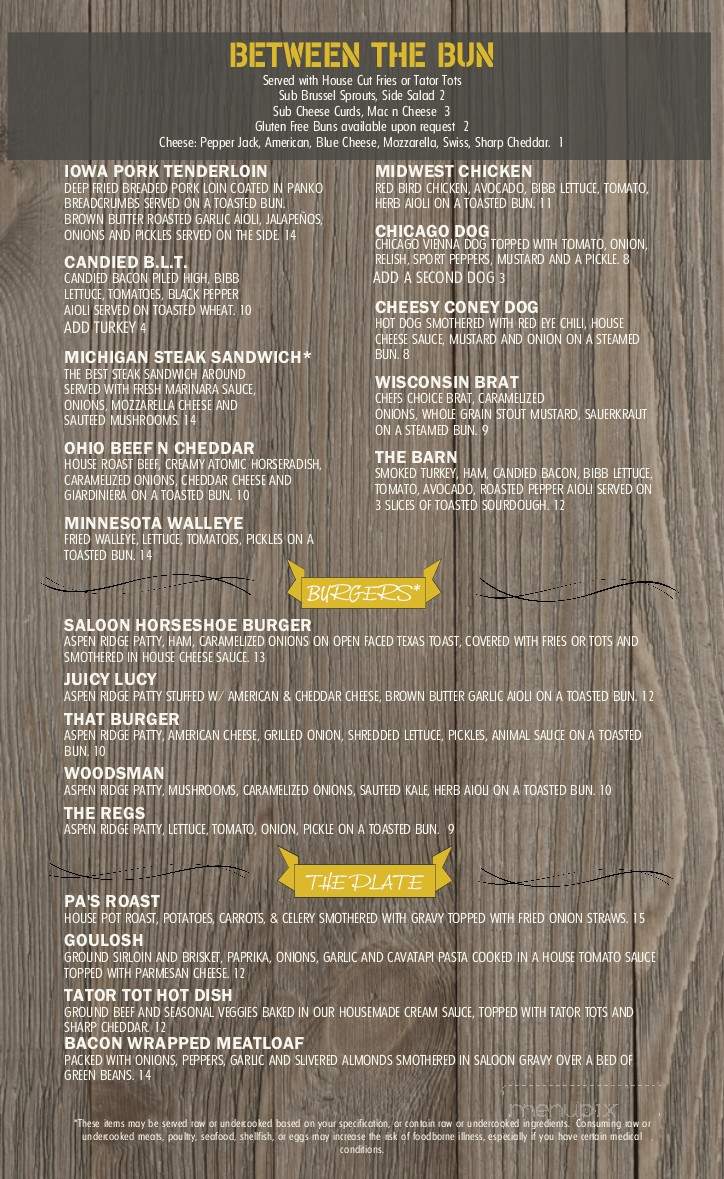 Midwestern Saloon - Denver, CO menu_pic