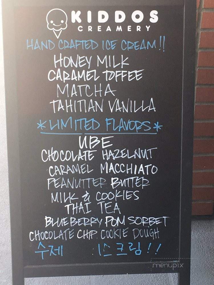 Kiddos Creamery - Glendale, CA menu_pic