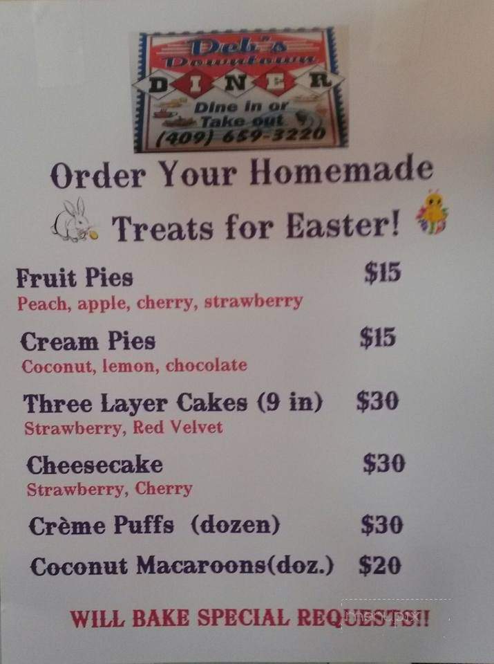 Deb's Downtown Diner - Spurger, TX menu_pic