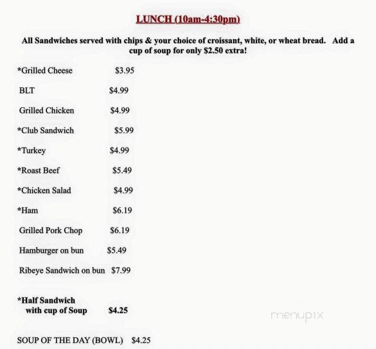 Deb's Downtown Diner - Spurger, TX menu_pic