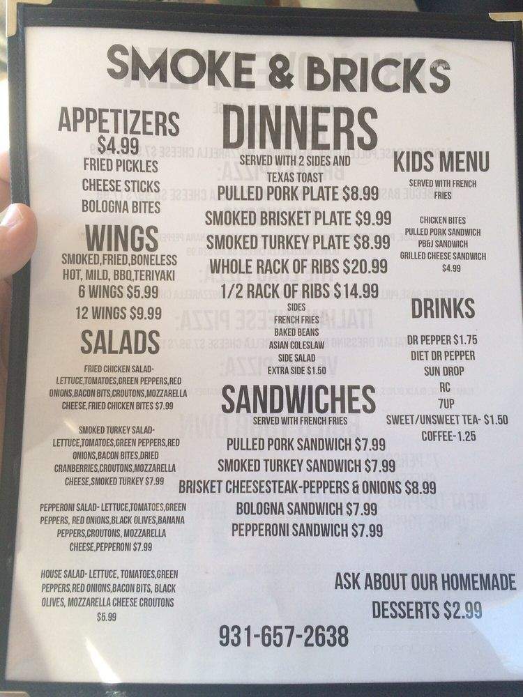 Smoke & Bricks - Walling, TN menu_pic