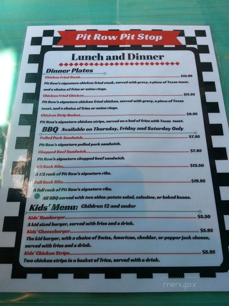 Pit Row Pit Stop - Livingston, TX menu_pic