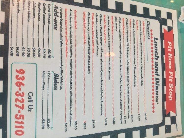 Pit Row Pit Stop - Livingston, TX menu_pic