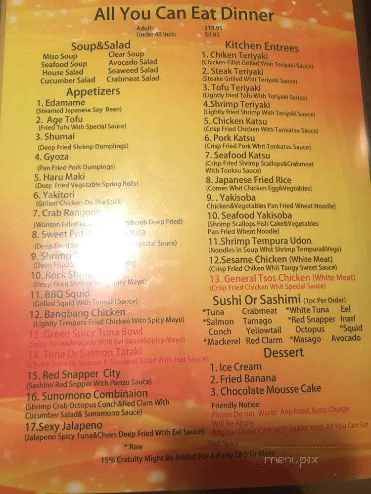 Fuji Hana Sushi - Virginia Beach, VA menu_pic