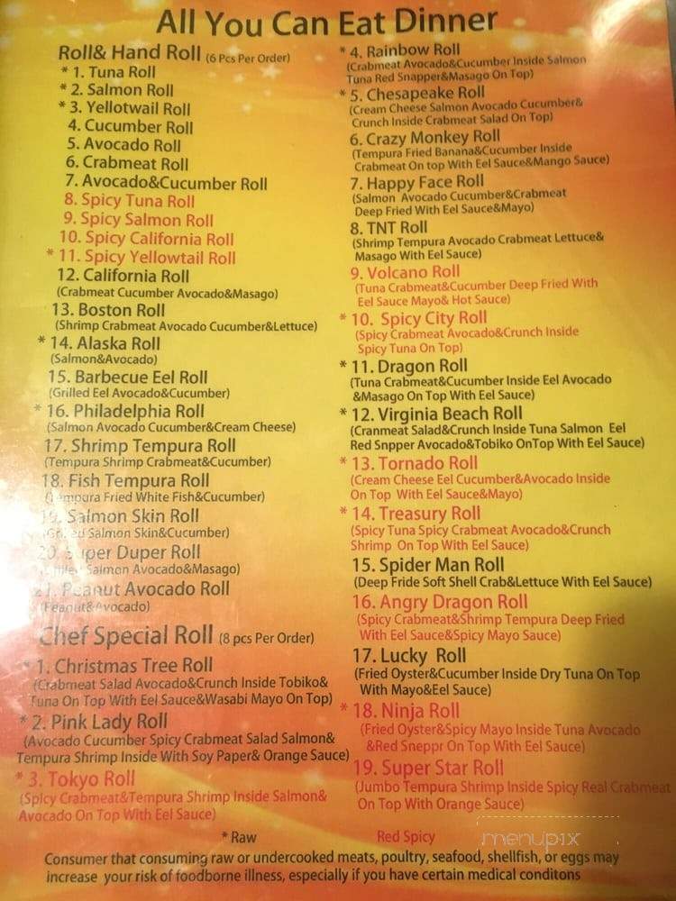 Fuji Hana Sushi - Virginia Beach, VA menu_pic