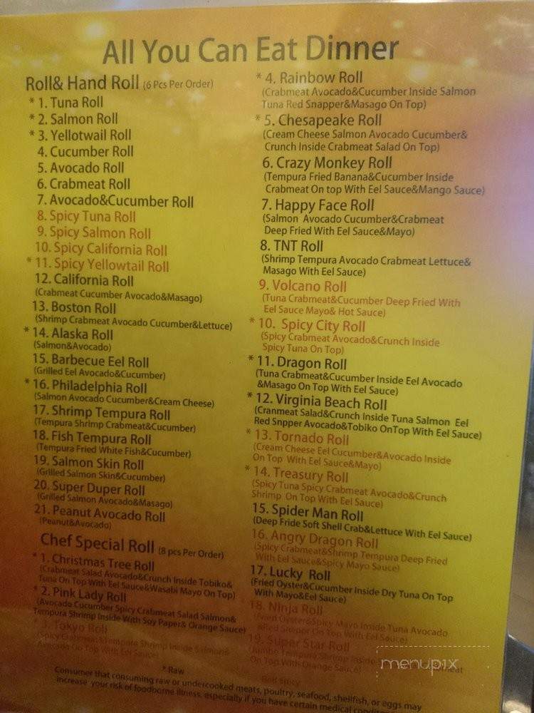 Fuji Hana Sushi - Virginia Beach, VA menu_pic