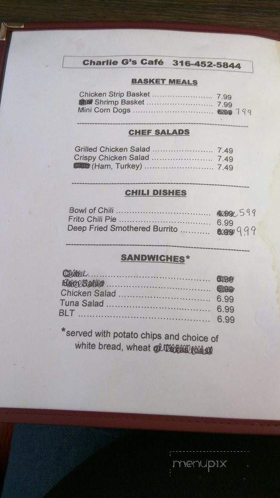 Charlie G's Cafe - El Dorado, KS menu_pic