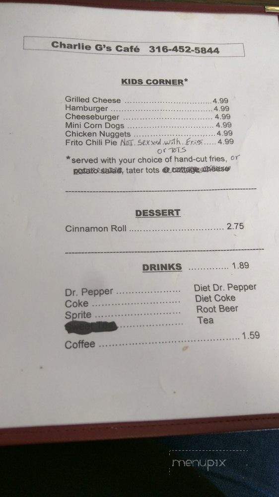 Charlie G's Cafe - El Dorado, KS menu_pic