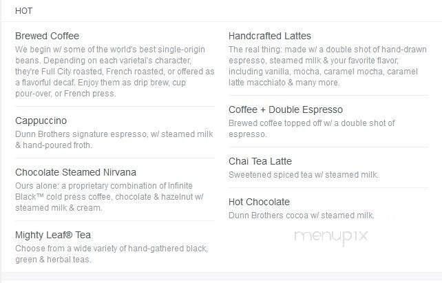 Dunn Brothers Coffee - Hudson, WI menu_pic