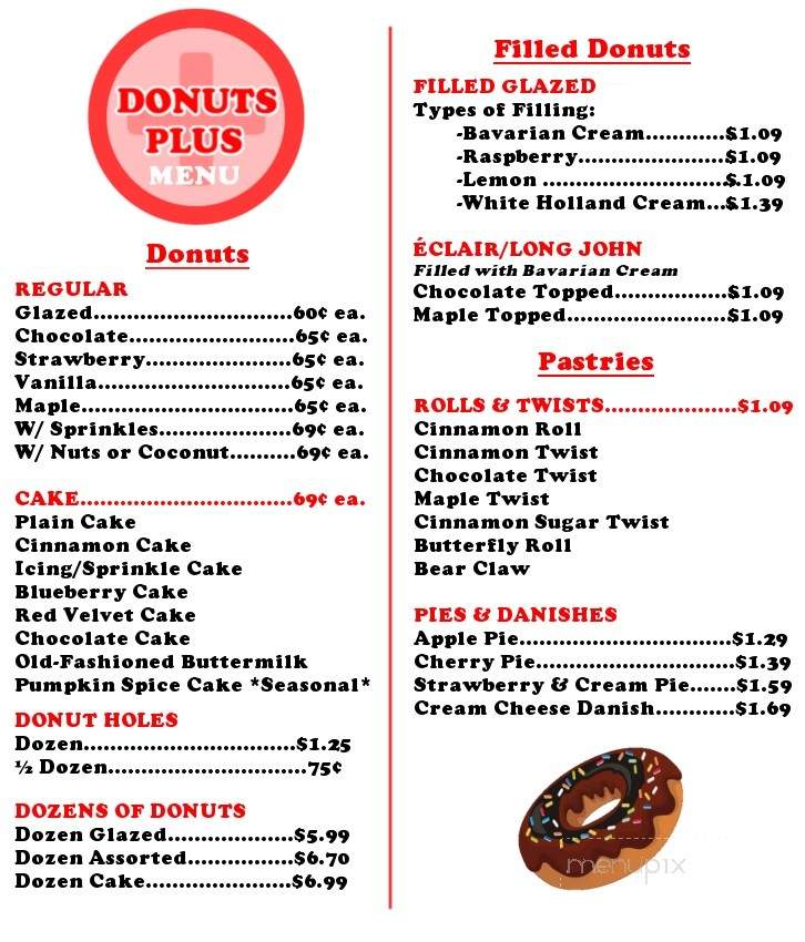 Donut Plus - Tyler, TX menu_pic