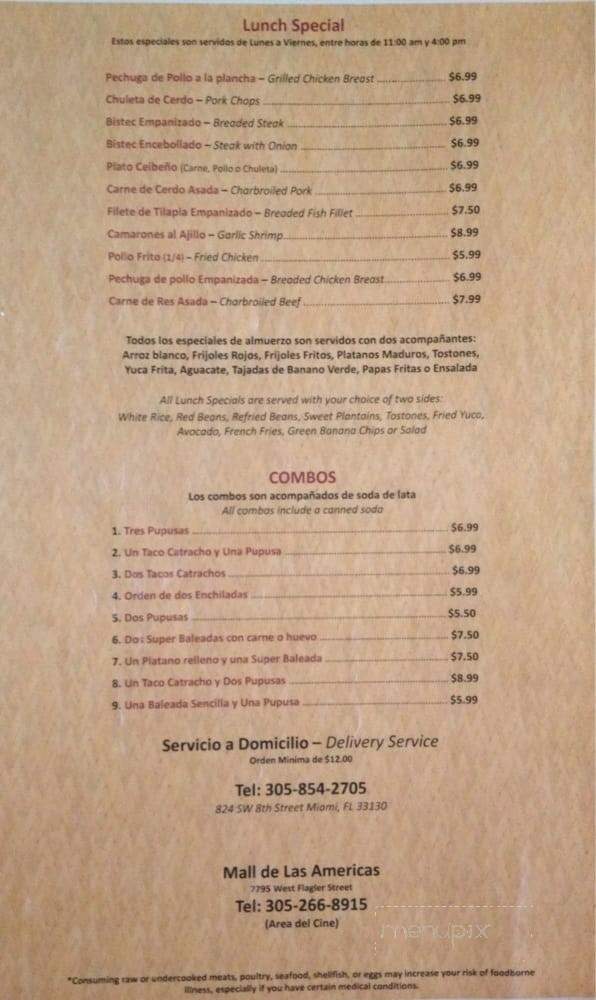 Paseo Catracho - Miami, FL menu_pic