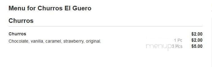 Churros El Guero - San Jose, CA menu_pic