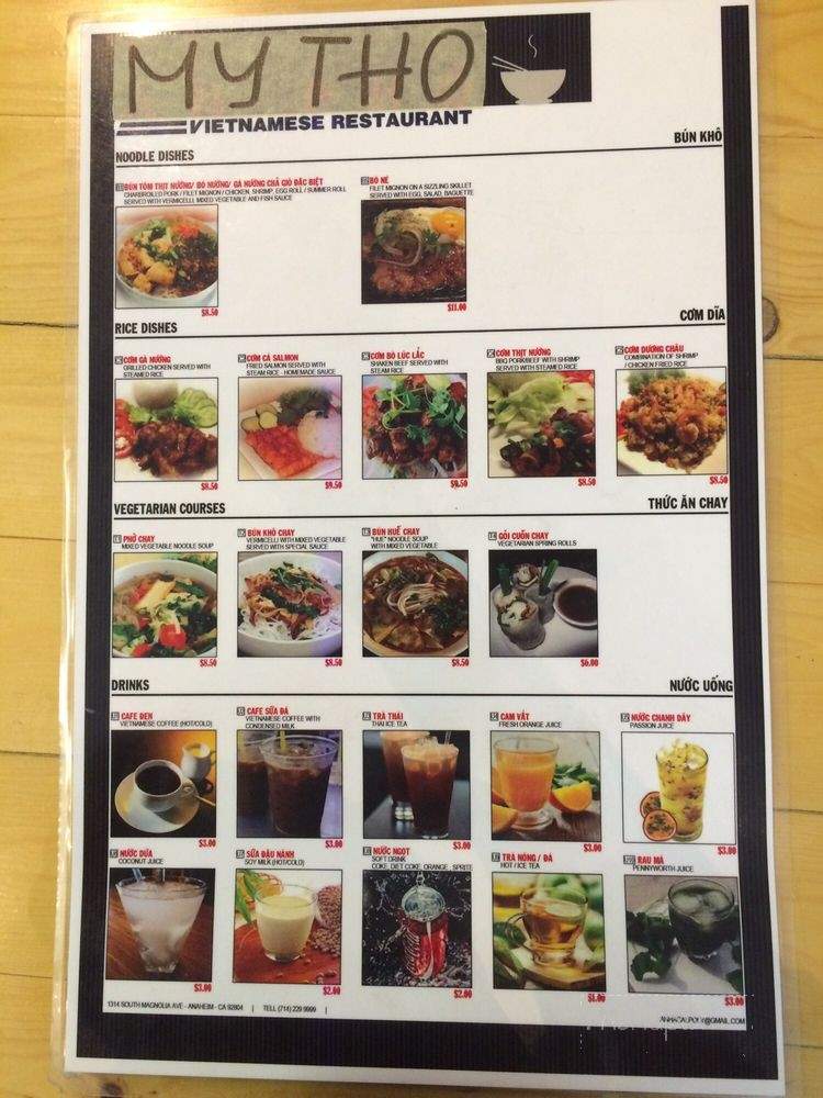 My Tho Restaurant - Anaheim, CA menu_pic