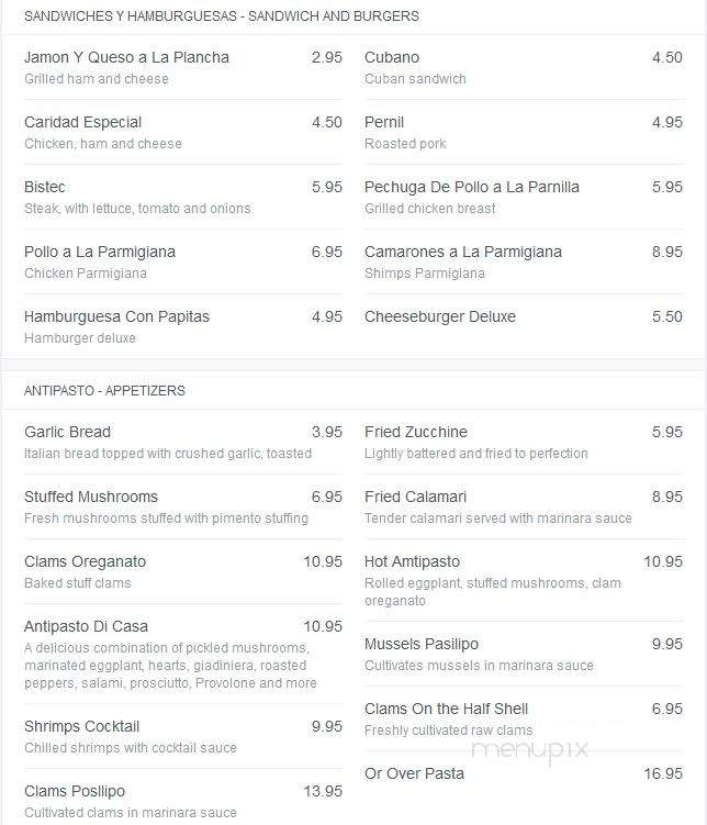 Caridad & Louie's Restaurant - New Rochelle, NY menu_pic