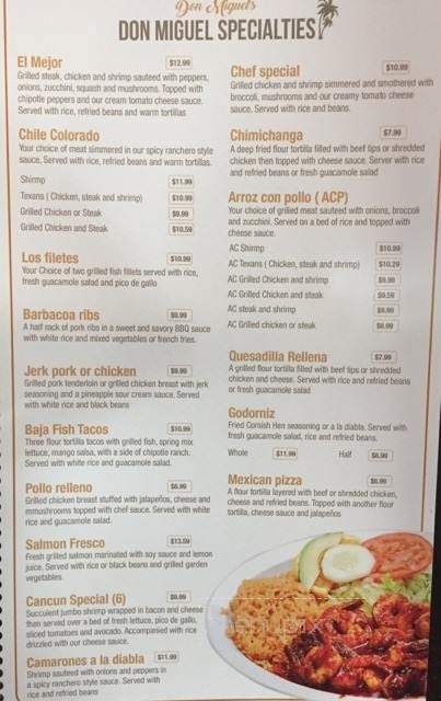 Don Miguel's Mexican Cuisine - Salisbury, NC menu_pic