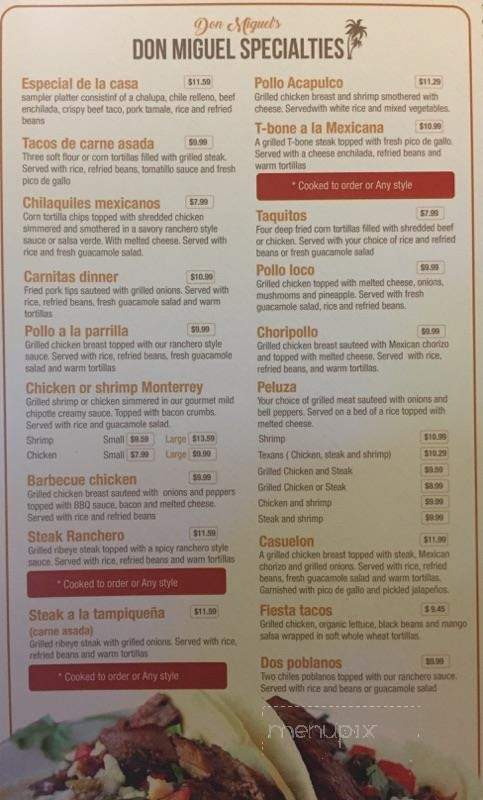 Don Miguel's Mexican Cuisine - Salisbury, NC menu_pic