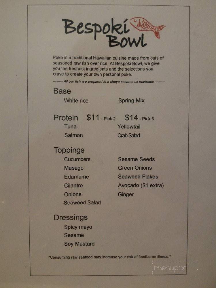 Bespoki Bowl - Troy, NY menu_pic