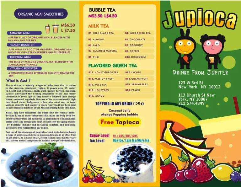 Jupioca Juice Bar - New York, NY menu_pic
