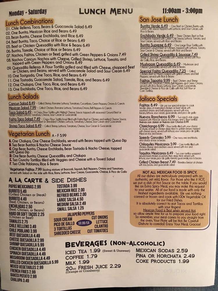 Casa Jalisco Mexican Restaurant - Hattiesburg, MS menu_pic