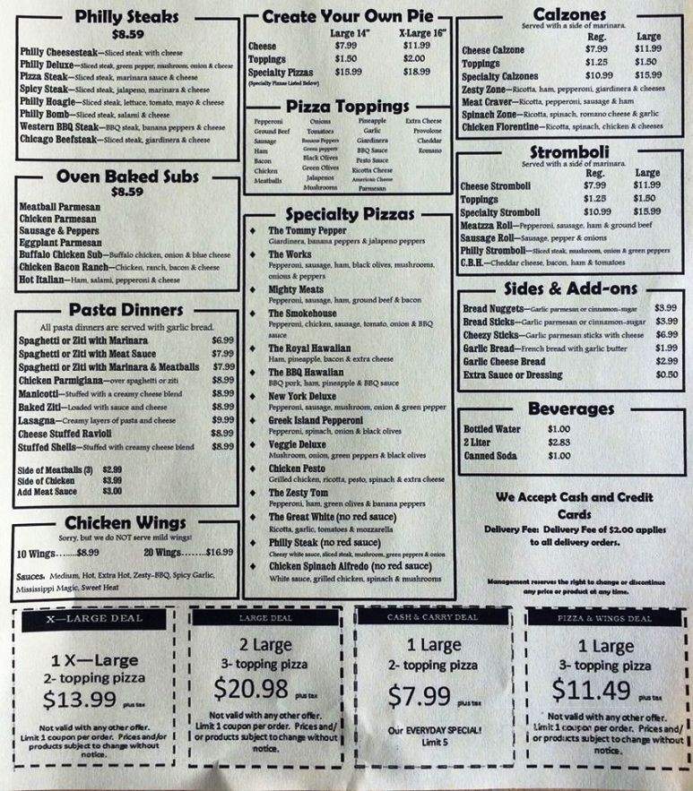 Tommy Pepper's Pizza - North Fort Myers, FL menu_pic