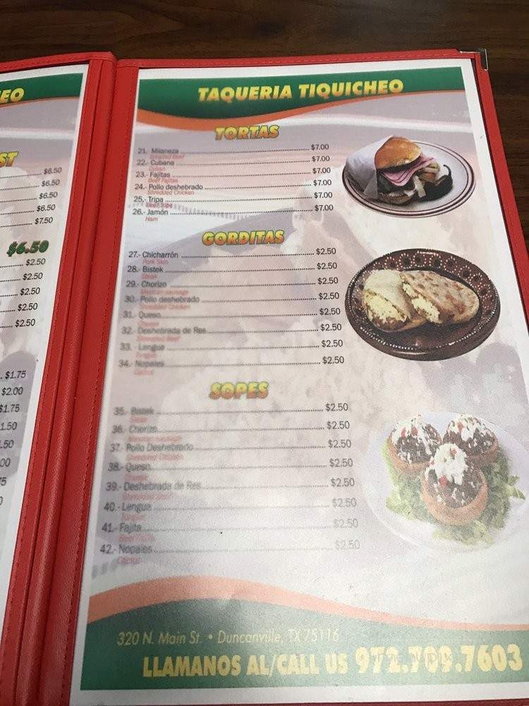 Taqueria Tiquicheo - Duncanville, TX menu_pic