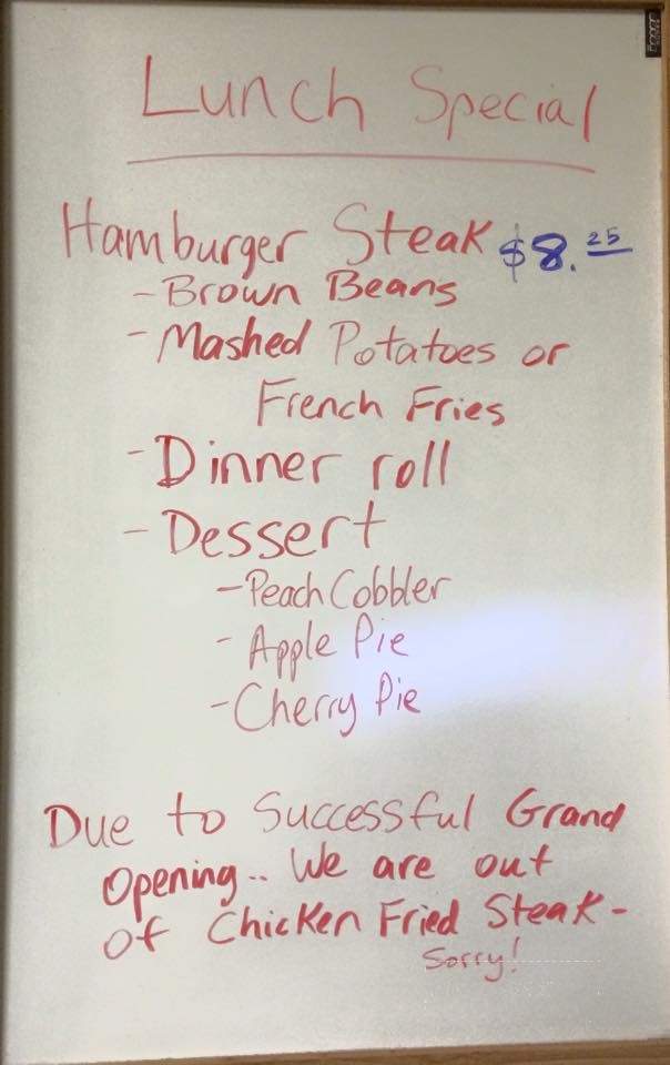 Rafter B Cafe - Miami, TX menu_pic