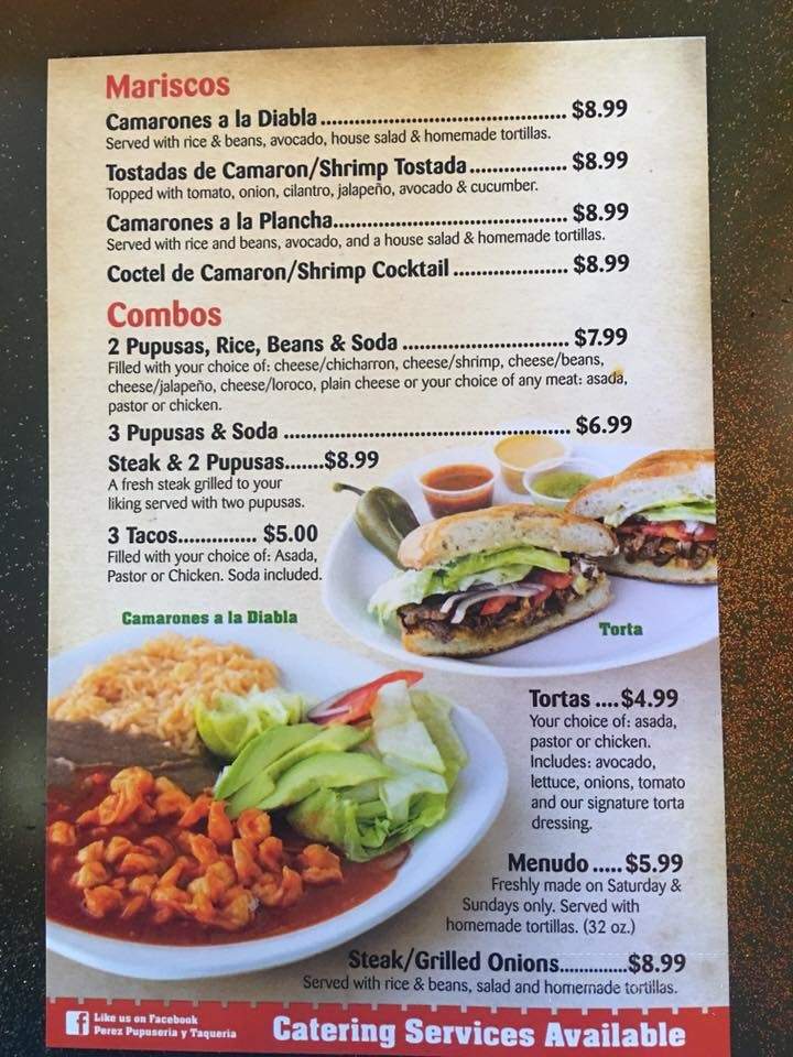 Perez Pupuseria y Taqueria - Reedley, CA menu_pic