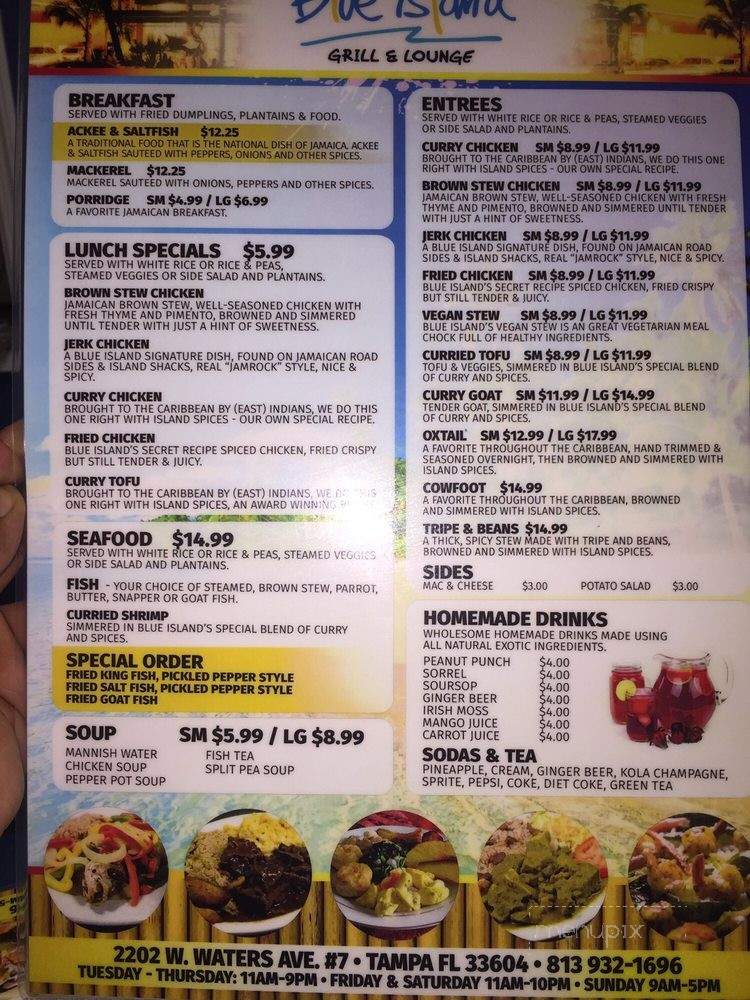 Blue Island Grill and Lounge - Tampa, FL menu_pic