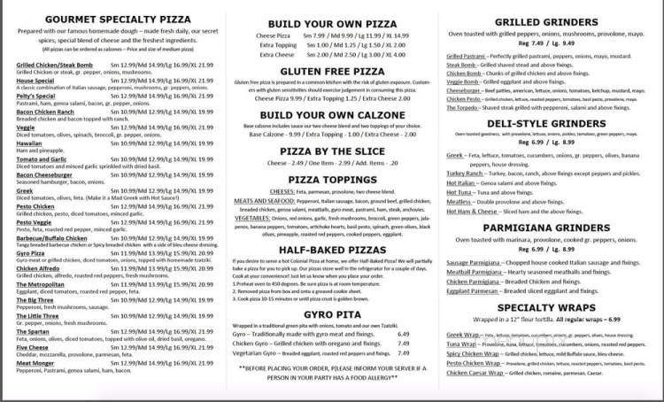 Pelty's Pizza - Williamstown, MA menu_pic