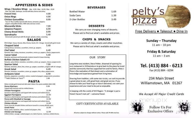 Pelty's Pizza - Williamstown, MA menu_pic