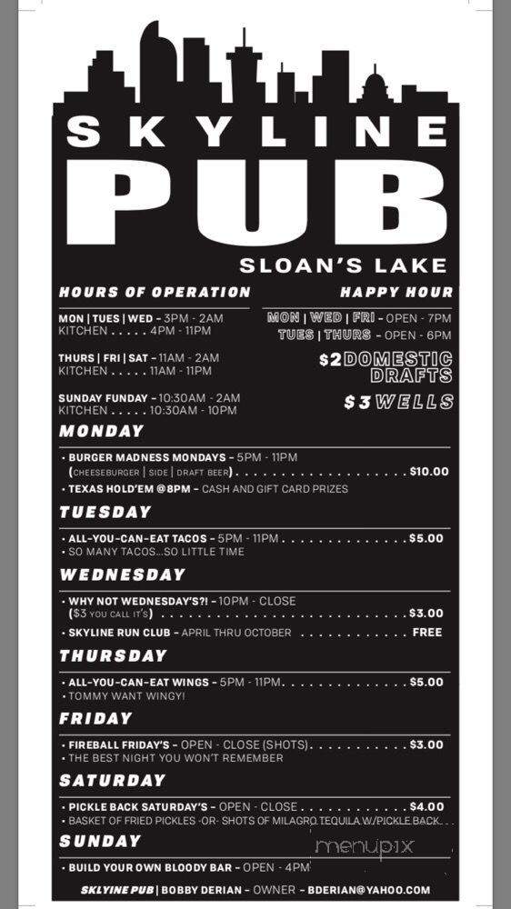 The Skyline Pub - Edgewater, CO menu_pic