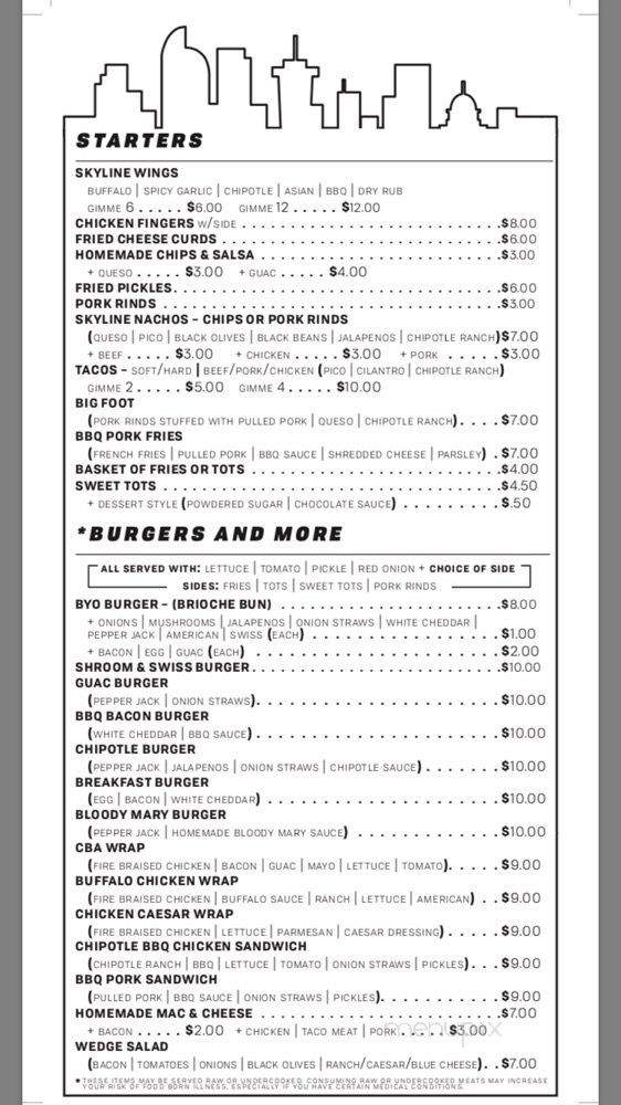 The Skyline Pub - Edgewater, CO menu_pic